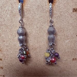 Artisan Handmade Beaded Dangle Earrings Glass & Stone